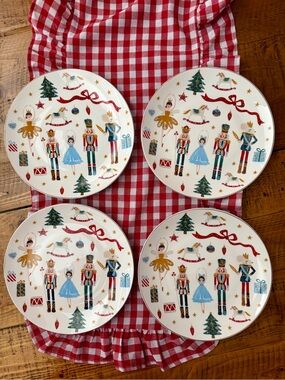 Set of 4 Grace Teaware Nutcracker Christmas Porcelain Salad Plates
